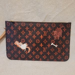 Louis Vuitton Neverfull Catogram Cats pochette wristlet pouch